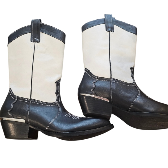 DKNY Women's Lukas Black and White Cowboy Boots - Picture 8 of 13